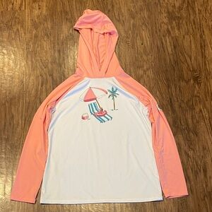 Kids Swim Hoodie - Pink and White